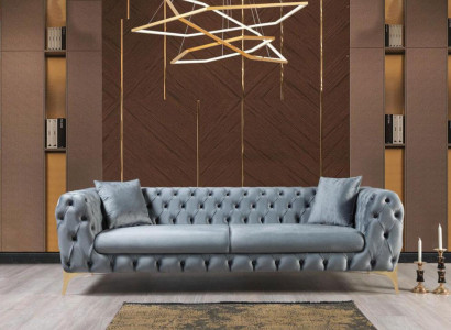 Modern three seater Chesterfield Furniture stainless steel Polyester Living room furniture